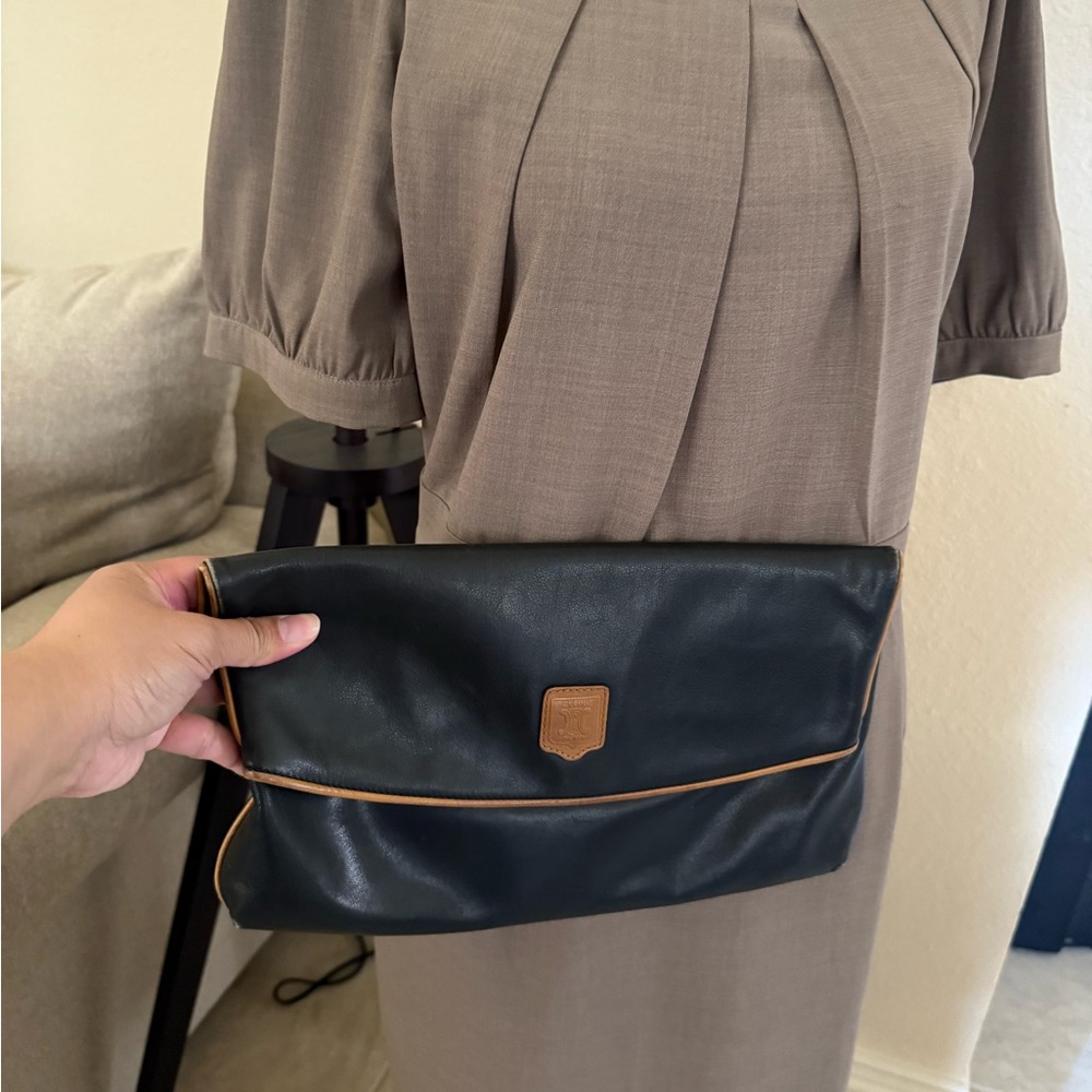Celine Black and Tan Leather Clutch - Picture 2 of 16